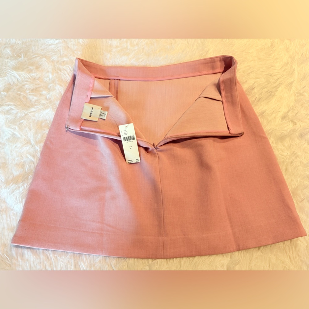 Anthropologie Maeve Tailored Mini Skirt Pink Size 6 NWT | Side Slit Mini Skirt - Picture 9 of 11